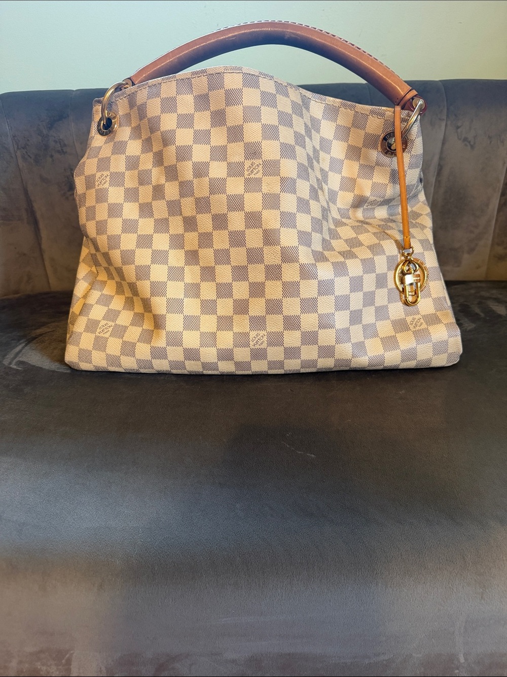 Louis Vuitton Damier Azur Canvas Tote with Natural Vachetta Trim